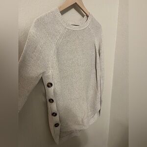 RD Style Cream Knit Sweater with Button Detail